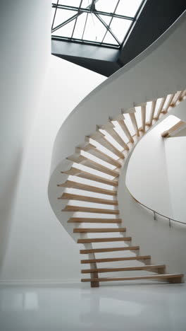 modern spiral staircase in a light-filled interior