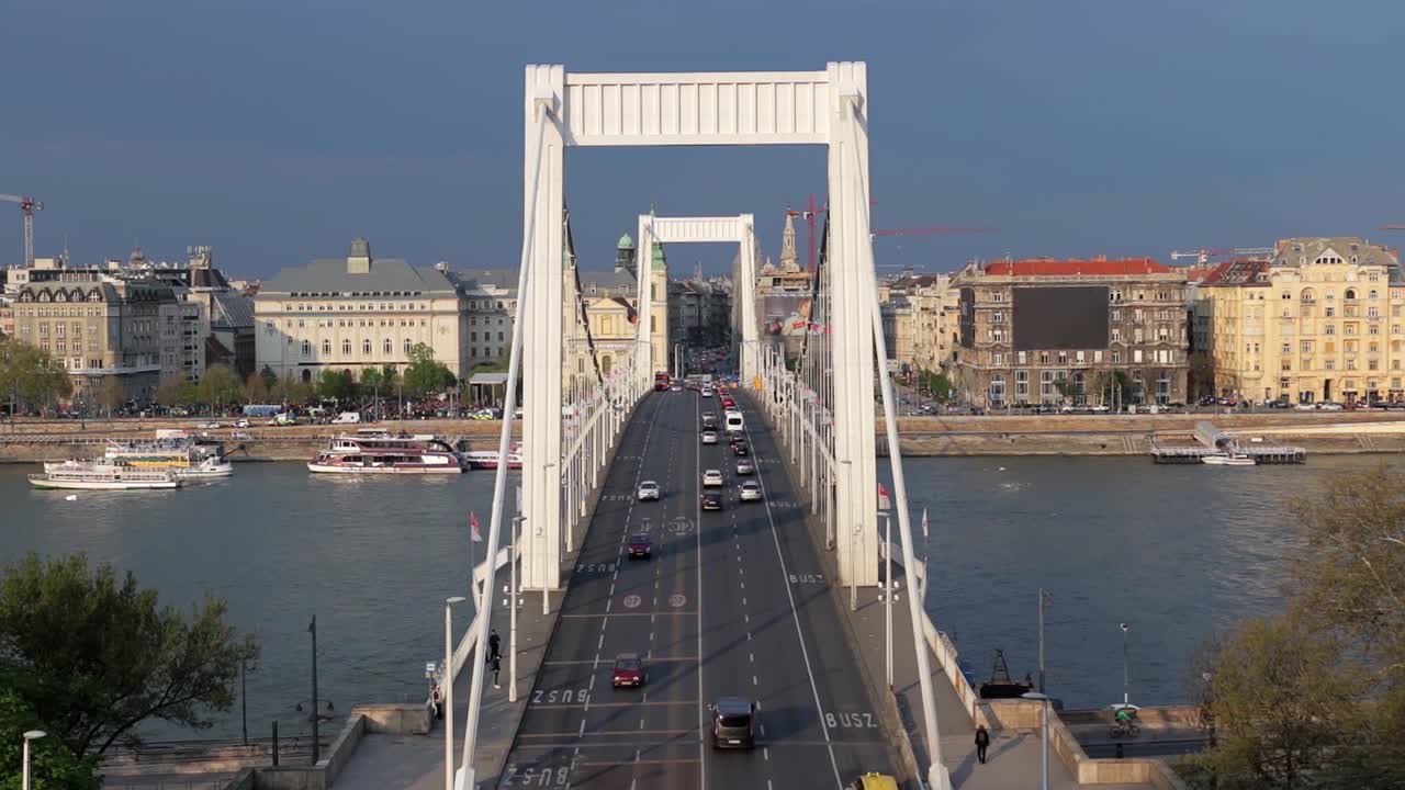 Aerial View of a Bridge in Budapest, Hungary