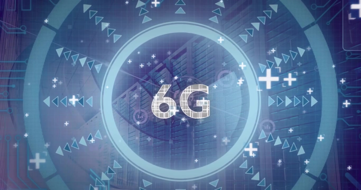 Animazione di testo 6G ed elaborazione dati su server di computer