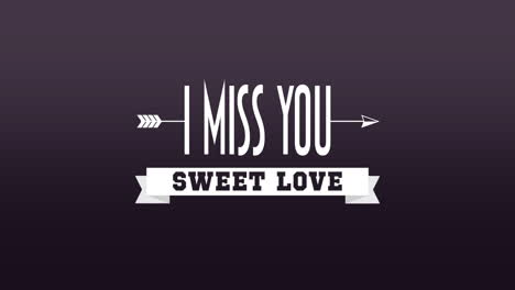 i miss you with arrow and sweet love on ribbon on blue gradient