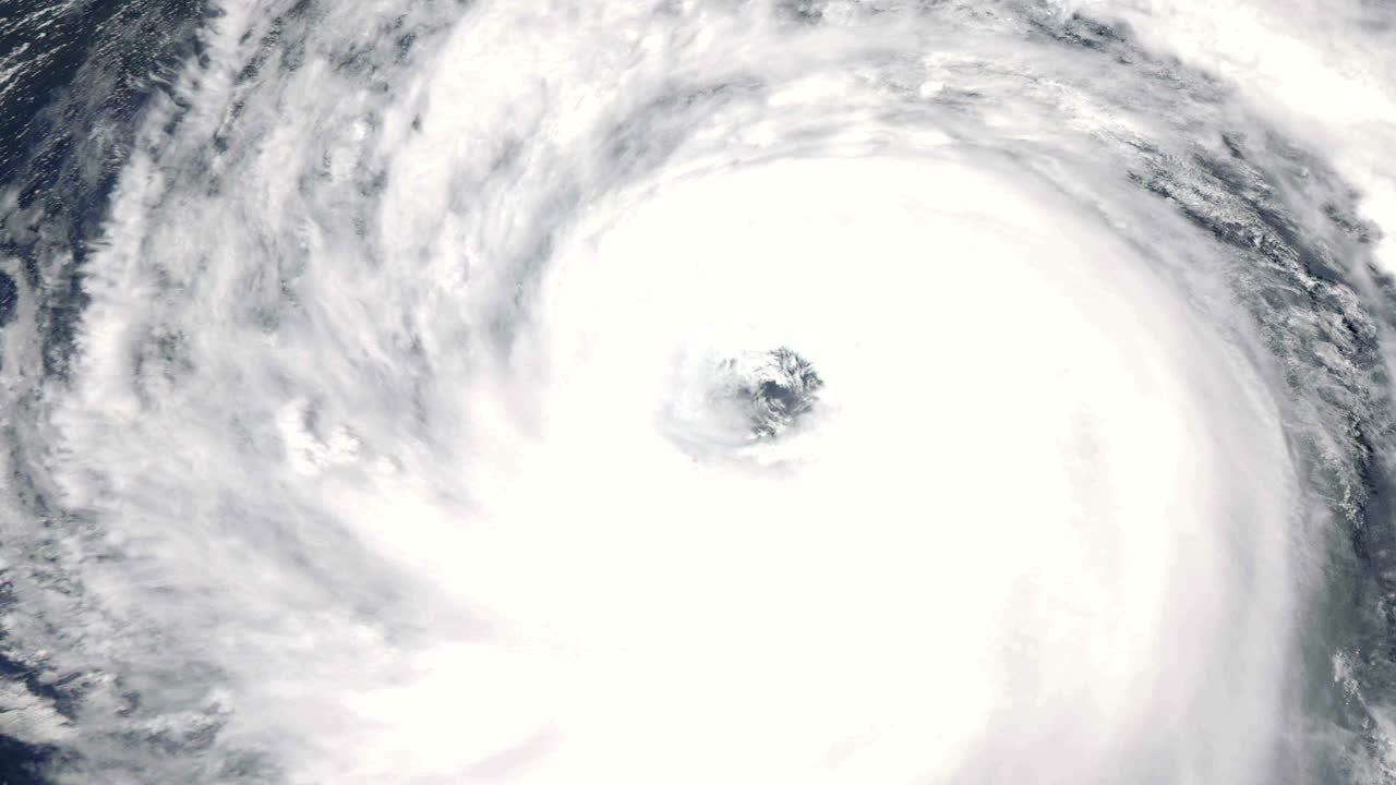 우주에서 위협적인 허리케인의 숨막히는 풍경입니다.