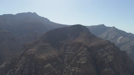 Drone-shot-of-a-Rocky-mountain-in-a-clear-blue-sky-day