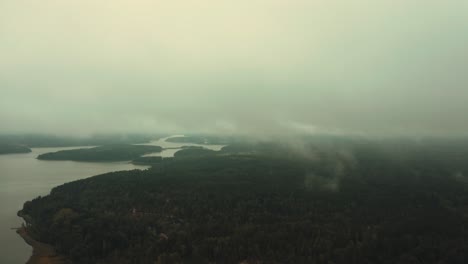 drone sobre las nubes en el bosque de finlandia 4k
