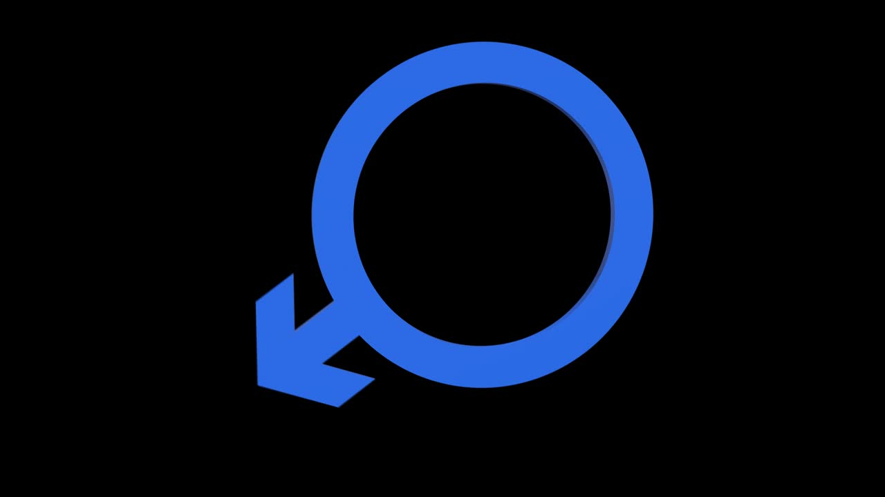 Rotating male gender sign.Alpha channel