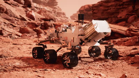 el rover de marte perseverance explorando el planeta rojo. elementos proporcionados por la nasa.