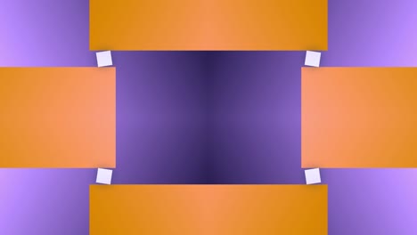 bloque rectángulo lineal forma cuadrada animación sin costuras movimiento fondo superposición de espejo geométrico color naranja púrpura