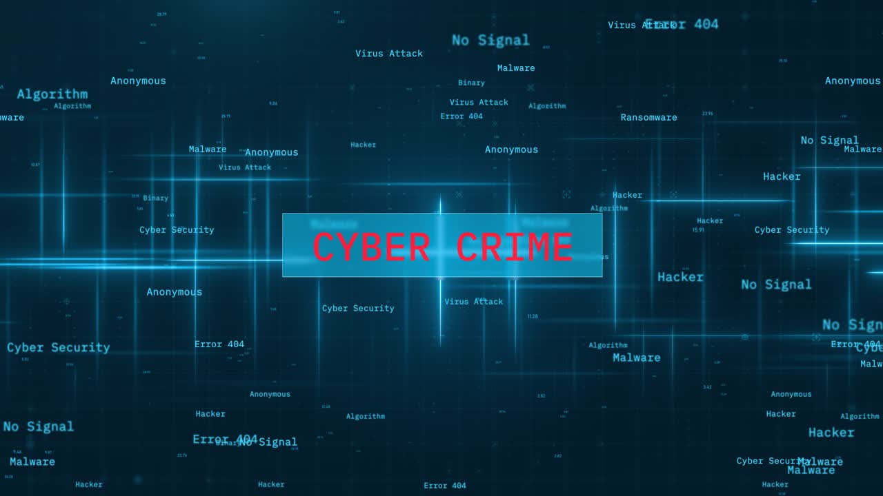 Cyber Crime Text Reveal over Dynamic Moving Lines on Futuristic Background