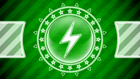 charge icon in circle shape and green striped background. illustration.