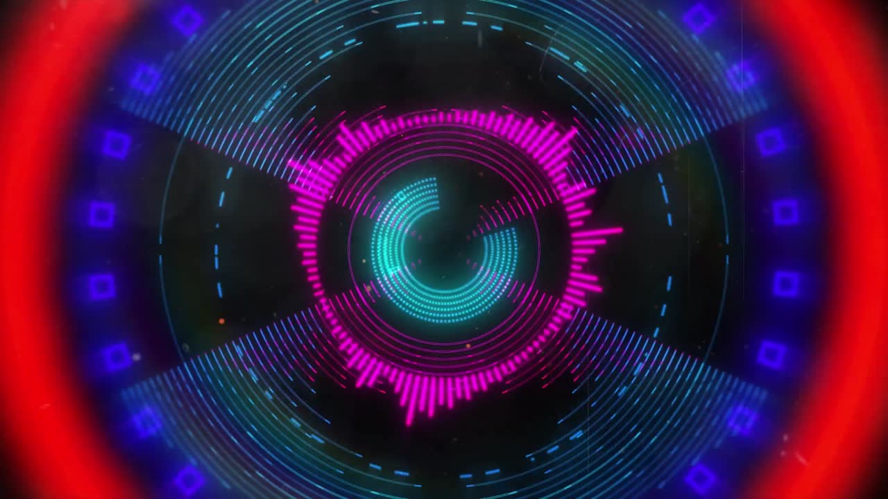 Animation of shapes and circles on black background