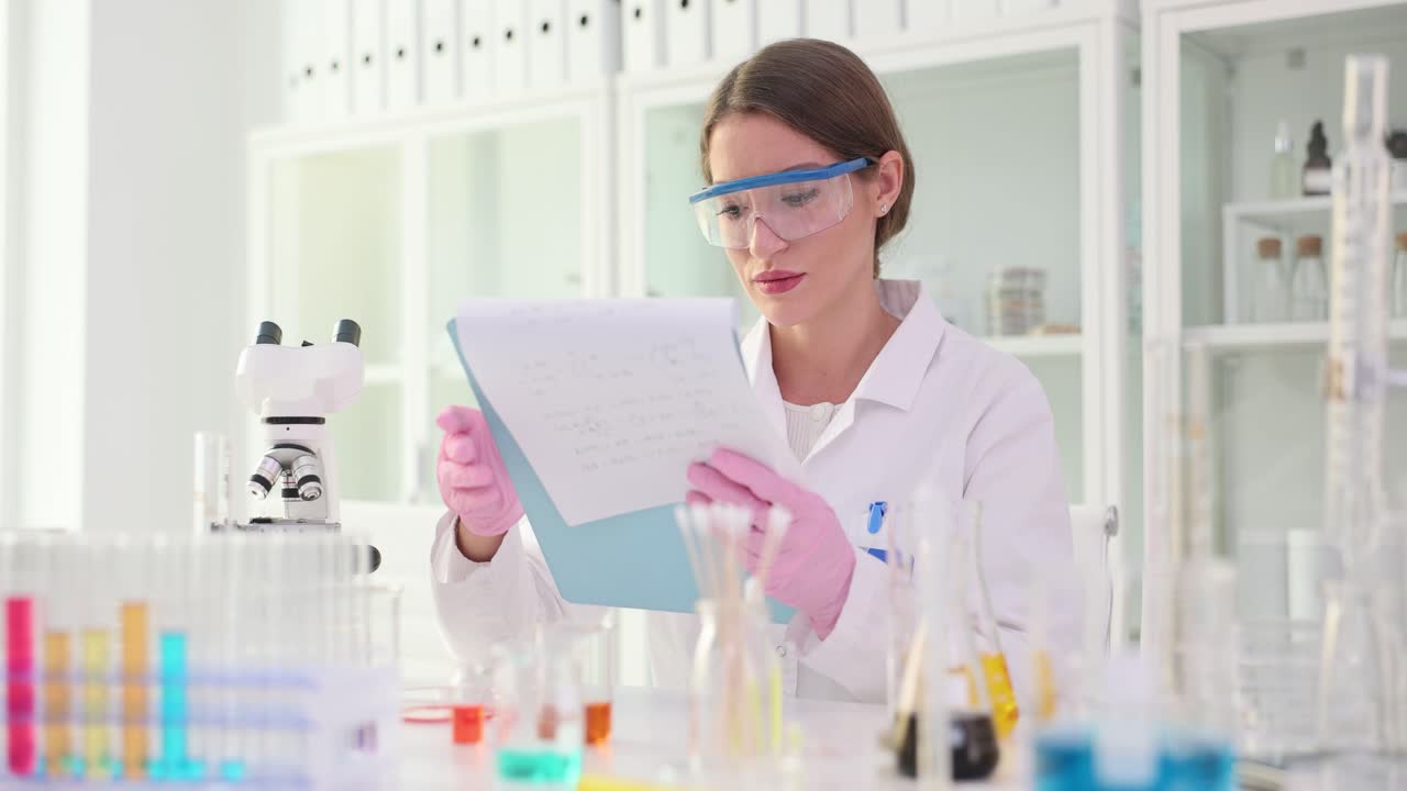 Female Scientist Working and Analyzing Data in a Laboratory