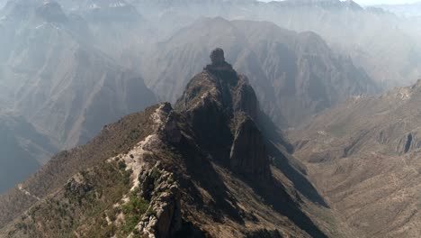 aerial shot of rock formations in the urique canyon in divisadero, copper canyon region, chihuahua