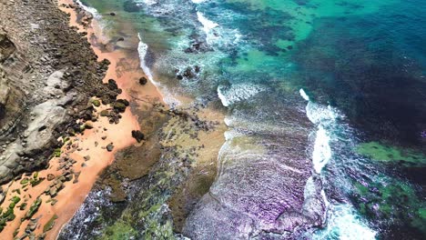 aerial view of tropical beach, blue waves, 4k