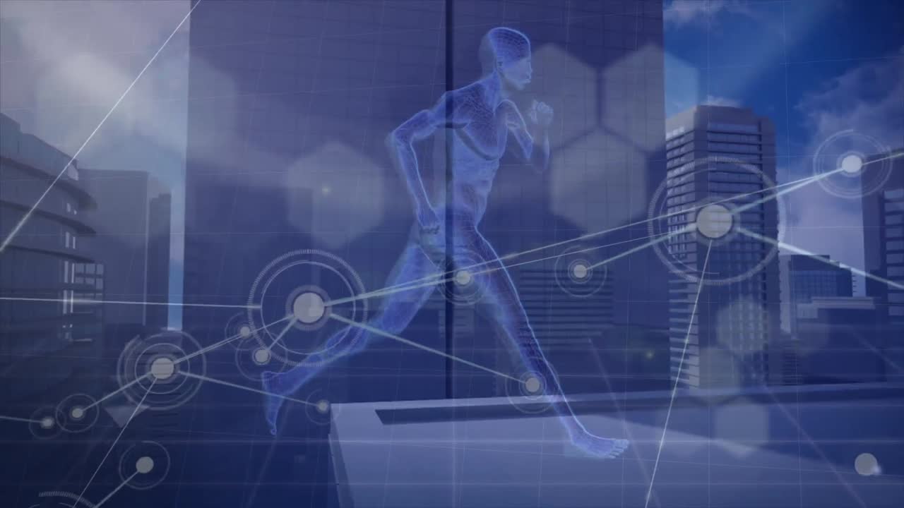 검은색 배경에 있는 dna 줄기 위의 연결 네트워크의 애니메이션과 데이터 처리