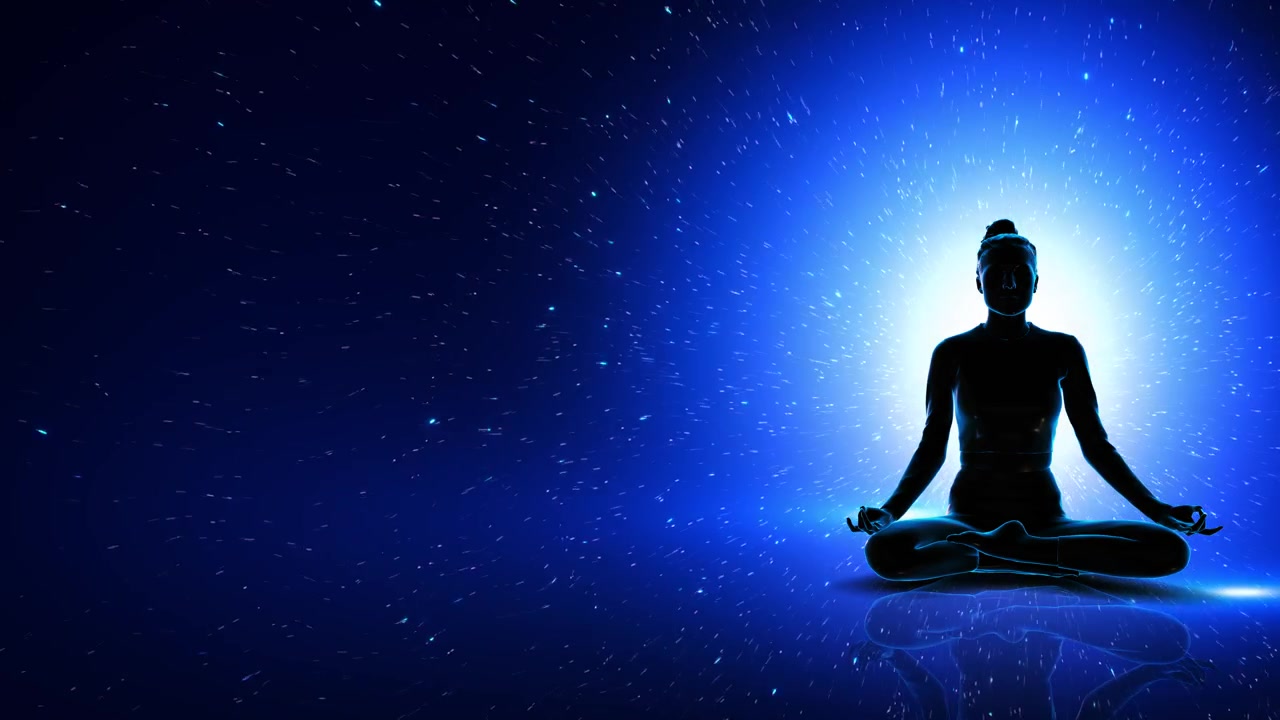 Silhouette di una persona che medita, chakra, silhouette, luce, stella, energia, persone che meditano, energia per