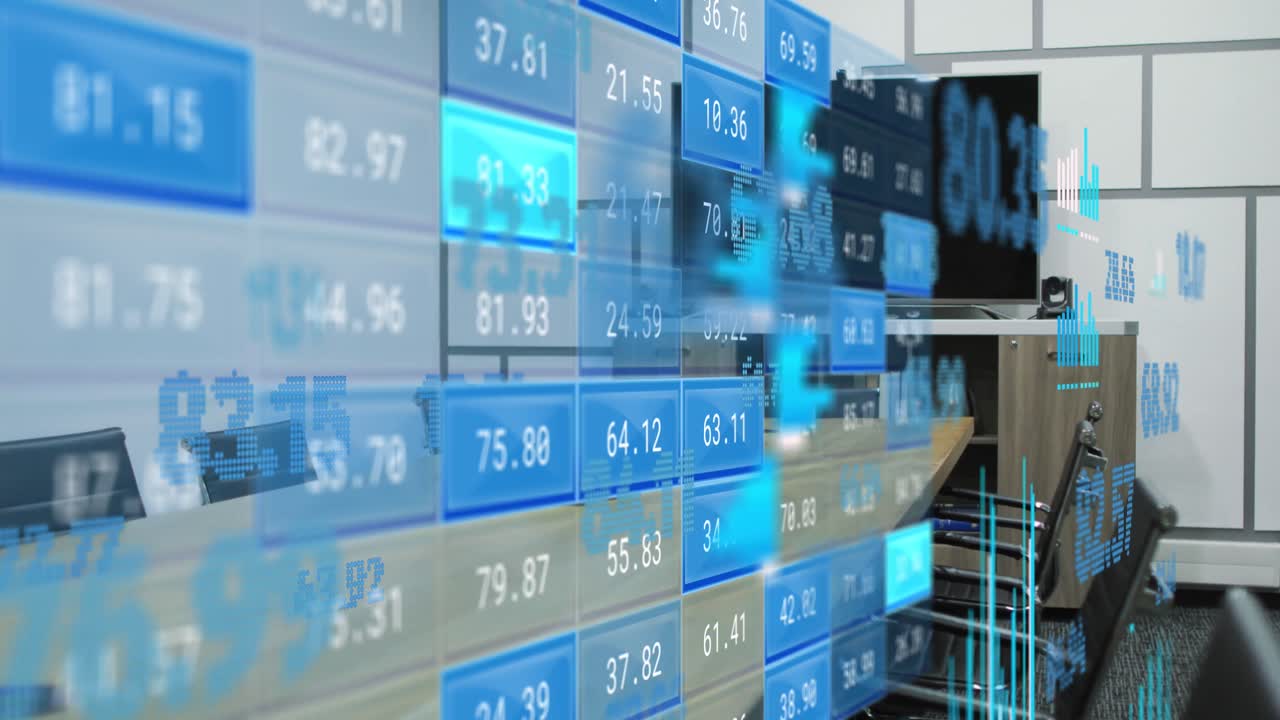 オフィスでの財務データ処理のアニメーション