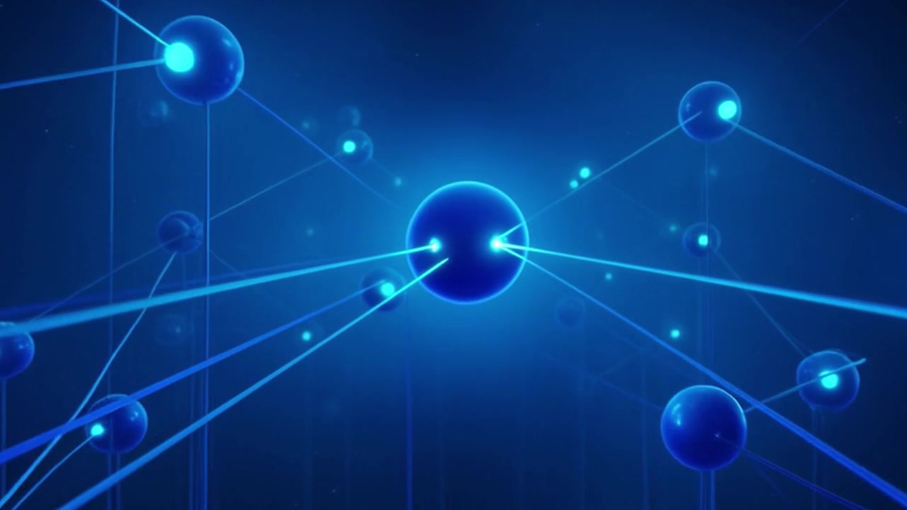 Abstract Digital Network Connecting Glowing Blue Spheres