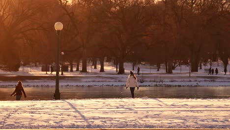 Women-in-park-against-a-background-of-warm-light