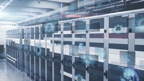 animation of data processing over server room