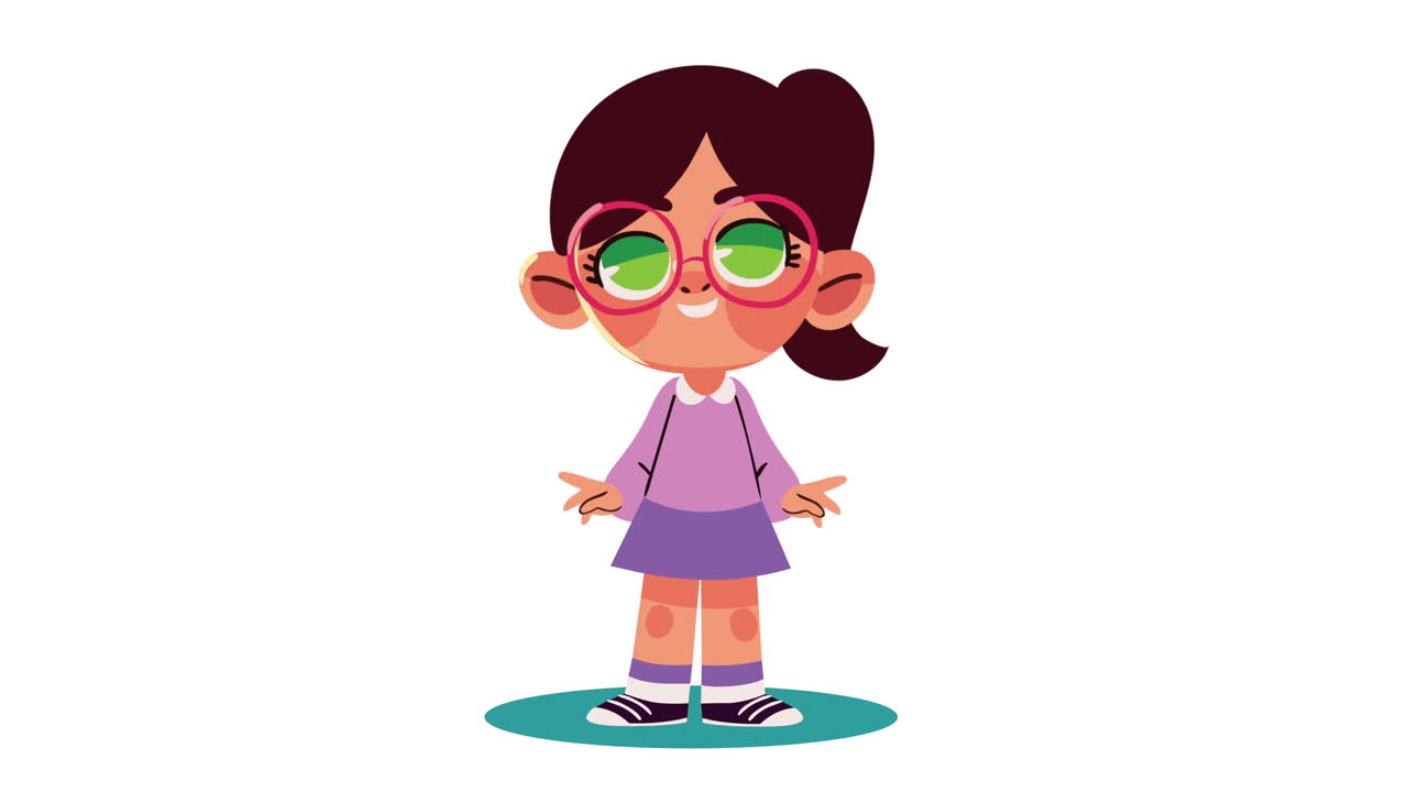 una niña con gafas de animación