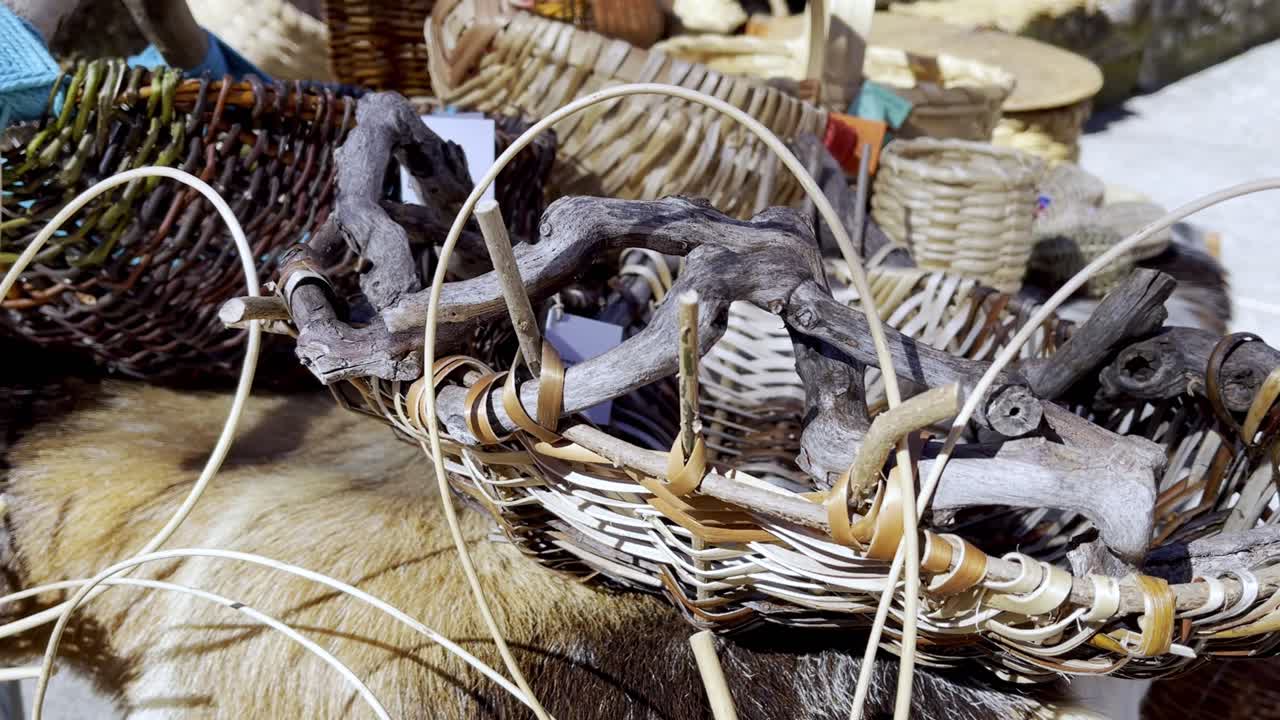 Cultural bowls weaved from natural fibers at arts ethnographic festival in lonoa