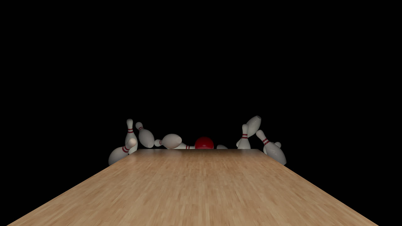 알파 채널에서 느린 동작으로 볼링 스트라이크