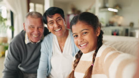 girl, teenager and happy selfie with parents