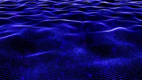 abstract blue wave lines animation with particles on dark background