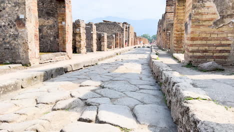 ancient ruins of a roman street, with columns and stone pavement, under a sunny sky - pompeii