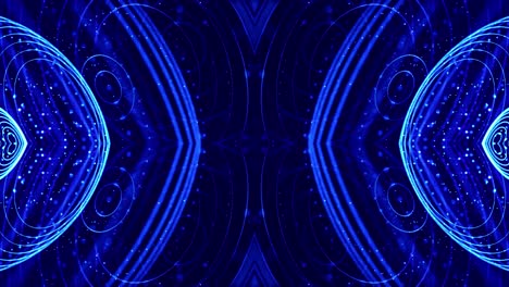 4k en bucle de ciencia ficción 3d fondo abstracto. partículas azules brillantes forman líneas, estructuras simétricas. para presentaciones de vacaciones, ceremonias como diseño de movimiento de bucle vj