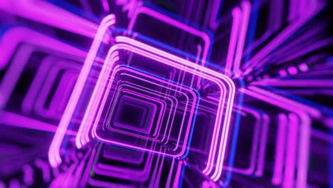 blue purple line pattern. 4k seamless looped animation. fly through mirror tunnel with neon pattern, glow lines form sci fi pattern. bright reflection neon light. simple bright bg, sci fi structure