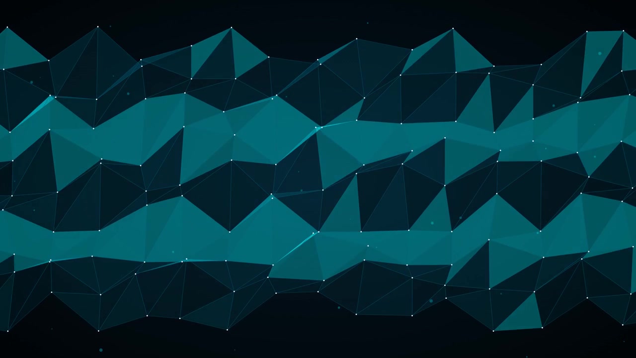 Abstrakti geometrinen low poly -tausta liikkuvilla turkooseilla kolmioilla