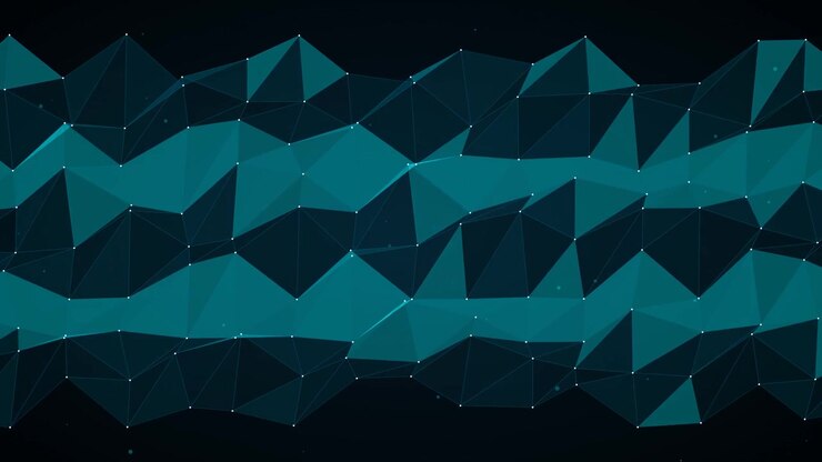 Abstract Geometric Low Poly Background with Moving Teal Triangles