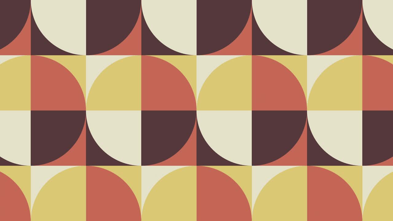 Motion graphic seamless loop animation in retro flat style. Animated tiles in vintage geometric pattern with warm color palette