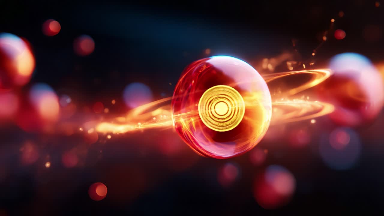 A mesmerizing journey through the abstract realm of glowing spheres intertwined with radiant orbits, showcasing a captivating dance of light and energy in a vibrant universe