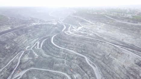 aerial view of an open pit mine