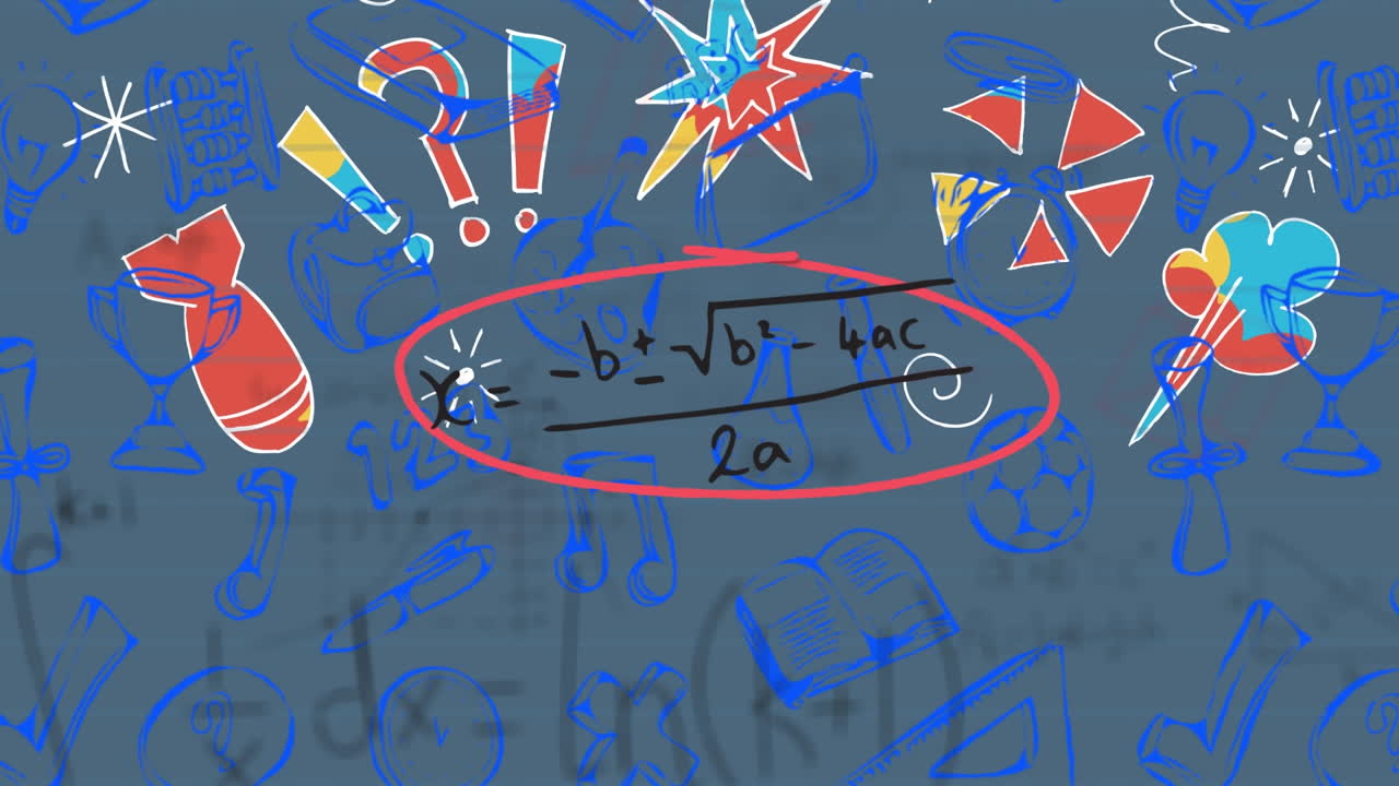 수학 방정식 위에 있는 학교 아이콘의 애니메이션