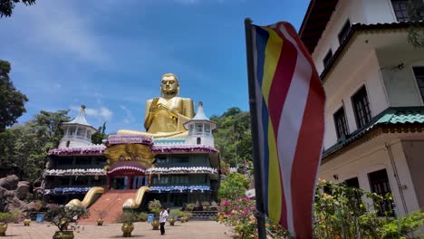 giant golden buddha statue at dambulla cave temple in sri lanka