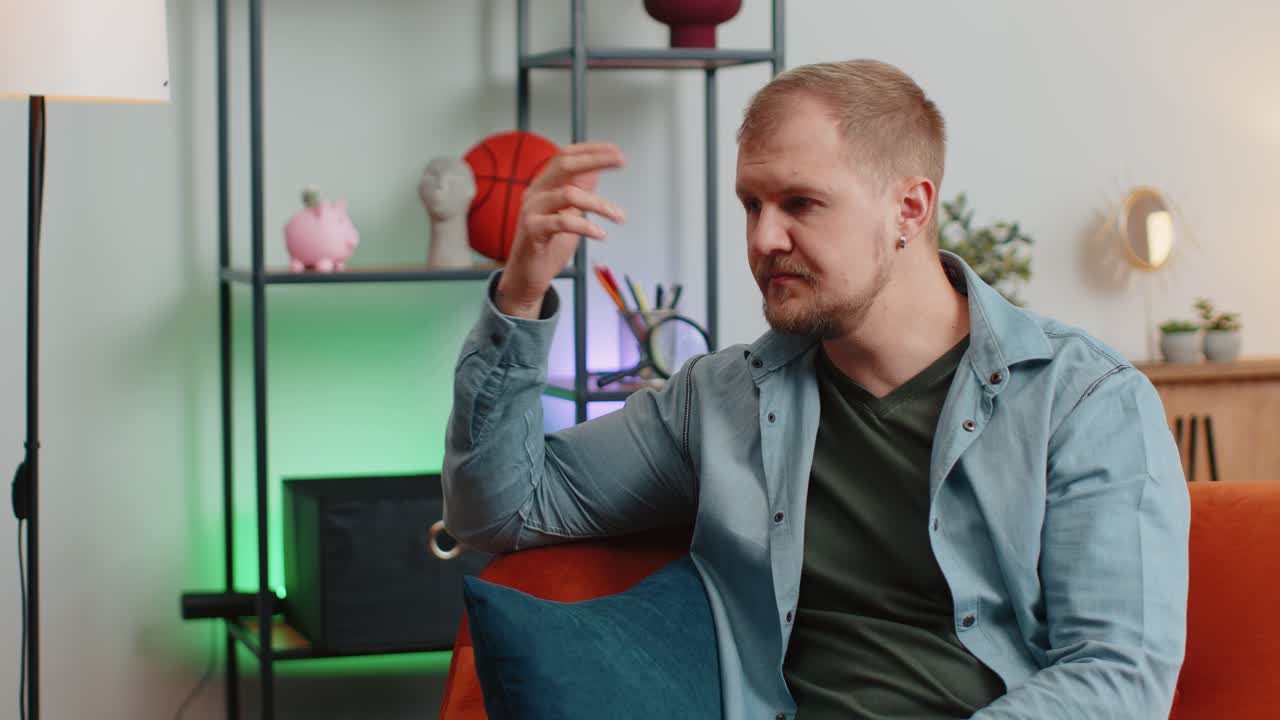 Adult man at home suffers from unfair situation problem break up depressed feeling bad impotence