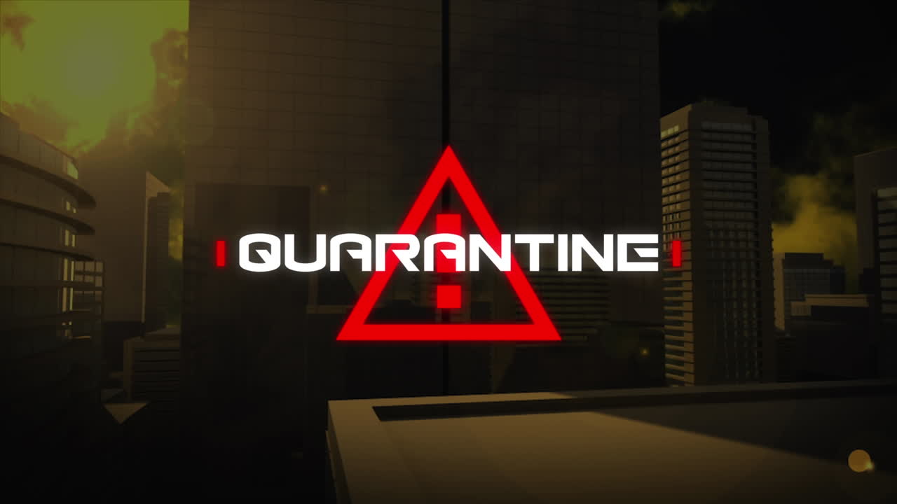 도시 풍경 위의 격리 텍스트의 애니메이션