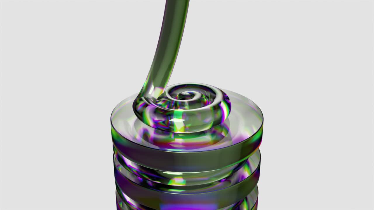 추상적인 3d 렌더링의 흐르는 iridescent 액체