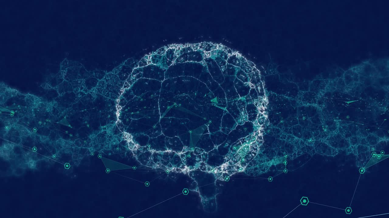 Animation of 3d human brain spinning over network of connections