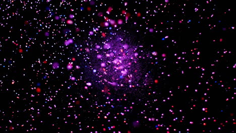colorful particles glowing and moving over dark background