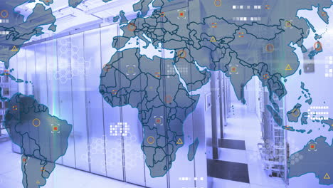 Animación-Del-Mapa-Mundial-Y-Procesamiento-De-Datos-A-Través-De-Servidores-Informáticos