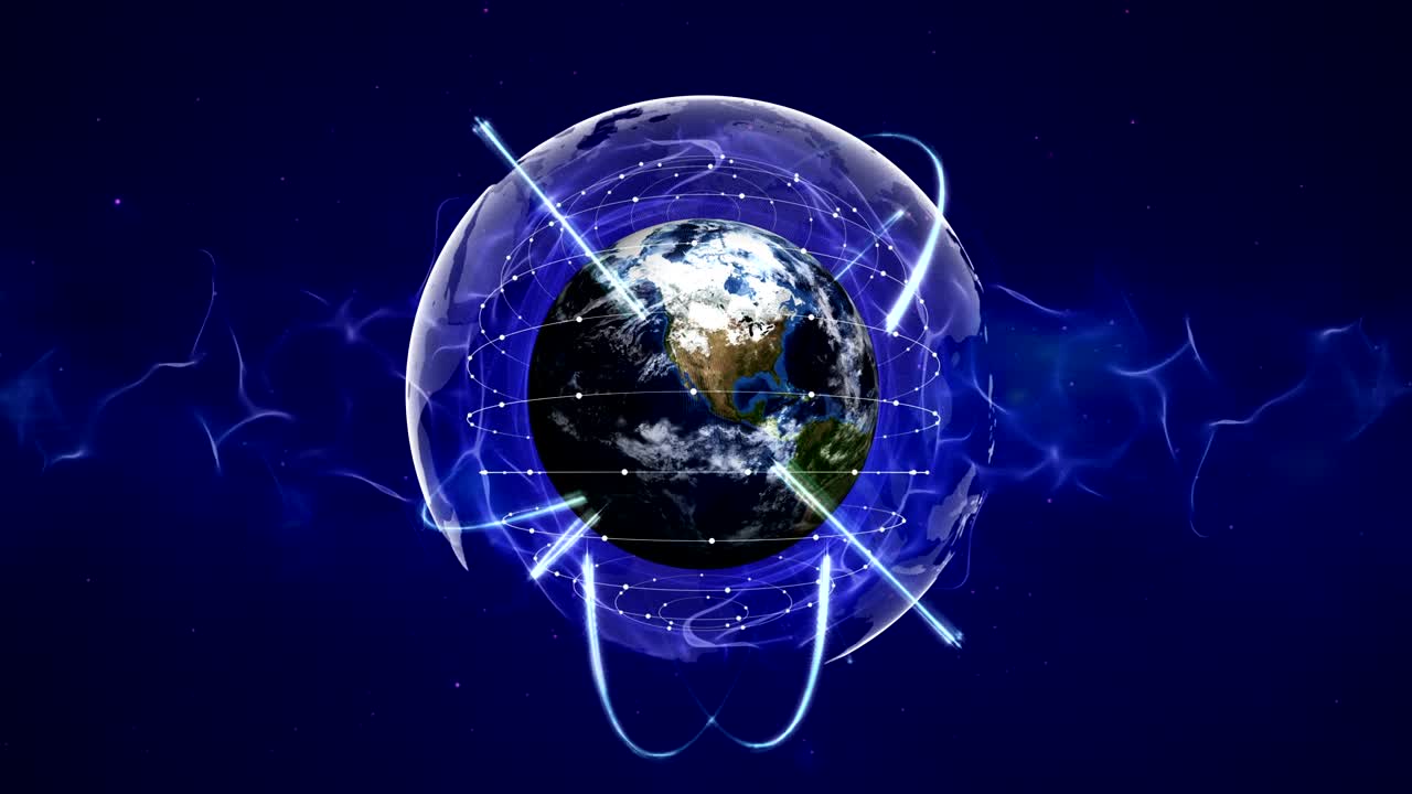 지구, 연결 네트워크 개념 애니메이션, 렌더링, 알파 채널, 배경, 루프