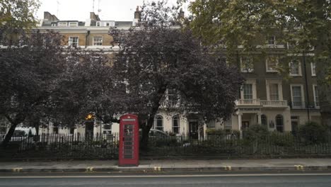 london street scene with red telephone booth