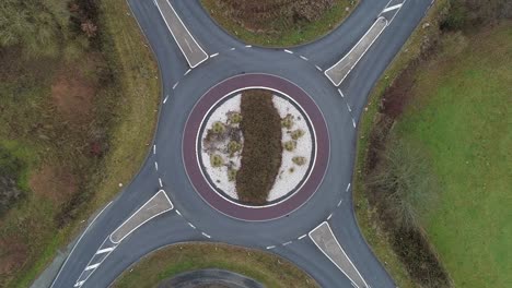 traffic circle - country roads, aerial view