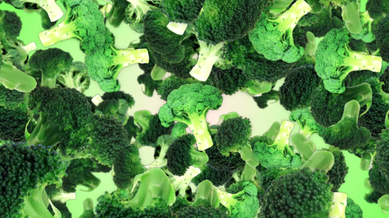 Falling Broccoli Background, with Alpha Channel, Loop
