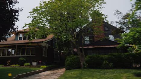 A Trip Through America Along A Typical Neighborhood With Wooden Houses