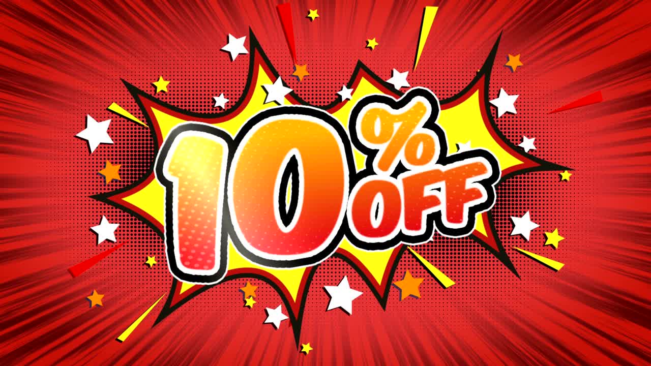 10% de descuento - texto de estilo cómico