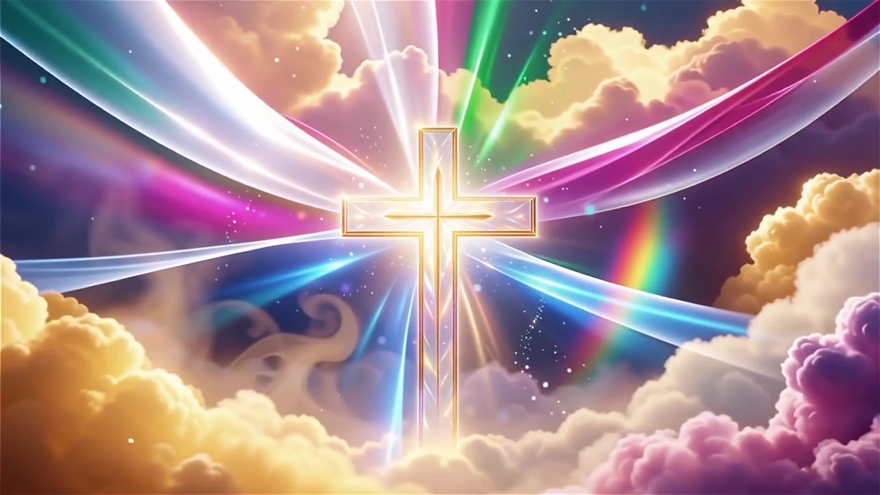 Christian Cross Heavenly Light Worship Background
